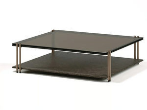 SOFT RATIO - Pitch stone and glass coffee table with storage compartment _ Paolo Castelli